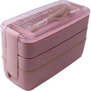 900ML 3 Katmanlar Öğle Yemeği Kutusu Bento Gıda Konteyner Eko Dostu Buğday Saman Malzemesi Mikrodalga Yapılabilir Yemek Madencisi Lunchbox Vıp | Öğle Yemeği Kutuları (Yurt Dışından)