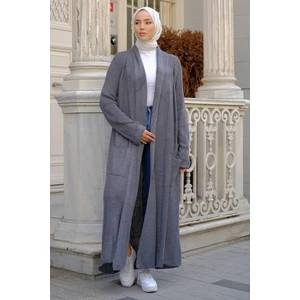 Şal Yaka Cepli Triko Hırka Antrasit HM2243