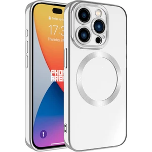 Case 4U Apple iPhone 15 Pro Kılıf Magsafe Wireless Şarj Özellikli Setro Silikon Gümüş