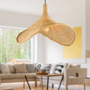 Edna Tekli Rattan Modern Tasarım Oturma Odası Avize