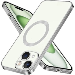 M.TK Moveteck Apple iPhone 15 Plus Orta Logo Gösteren Arkası Şeffaf Kenarları Renkli Titanium Telefon Kılıfı