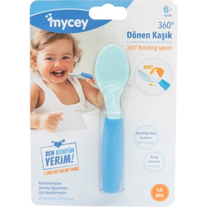 Mycey 360 Derece Dönebilen Mama Kaşığı 6+ Ay Mavi