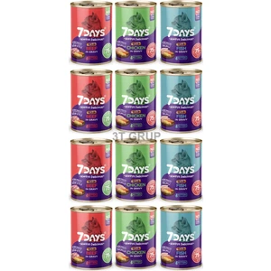 7days Karışık Kedi Konservesi Yavru 3 Çeşit 415 gr x 12 Adet