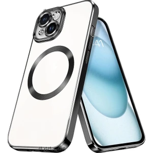 M.TK Moveteck Apple iPhone 15 Orta Logo Gösteren Arkası Şeffaf Kenarları Renkli Titanium Telefon Kılıfı