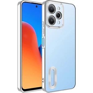 M.TK Moveteck Xiaomi Redmi 12 Orta Logo Gösteren Arkası Şeffaf Kenarları Renkli Titanium Telefon Kılıfı