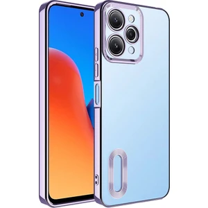 M.TK Moveteck Xiaomi Redmi 12 Orta Logo Gösteren Arkası Şeffaf Kenarları Renkli Titanium Telefon Kılıfı