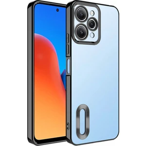 M.TK Moveteck Xiaomi Redmi 12 Orta Logo Gösteren Arkası Şeffaf Kenarları Renkli Titanium Telefon Kılıfı
