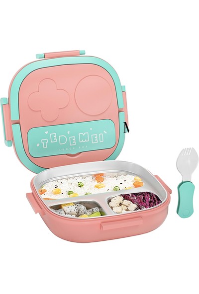 Çocuklar Için Öğle Yemeği Kutusu Toddler Bento Box Gıda Güvenli Paslanmaz Çelik ve Amp;bpa Bölmesi Tasarımı Taşınabilir Kolu | Öğle Yemeği Kutuları (Yurt Dışından)
