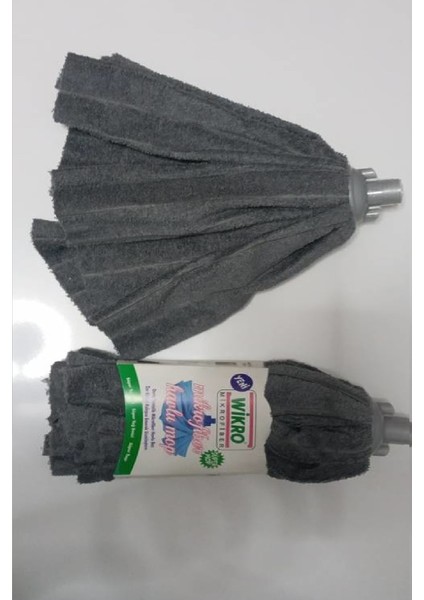 1 Adet Mop 1 Adet Ahşap Sapı ile Takım Mikrofiber Vileda Tipi Mop Paspas