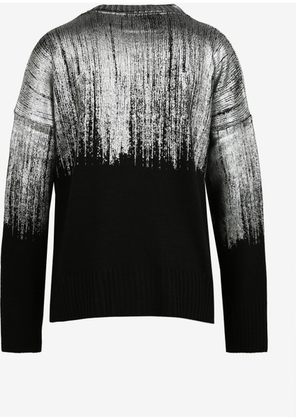 Dik Yaka Basic Varaklı Siyah Kazak Kadın F3WL-KZK8 fiyatları