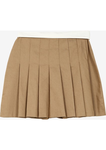 Yüksek Bel Bej Kadın Düz Kısa Etek A3WL-ETK2 fiyatları