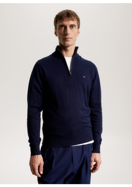 Bisiklet Yaka Slim Fit Mavi Erkek Kazak MW0MW28049DW5 modelleri