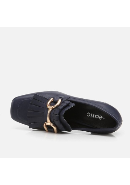 01AYH274810A680 Hakiki Deri Lacivert Kadın Kalın Topuk fırsatları