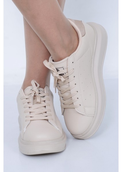 Bej Rahat Kalıp Bağcıklı Sneaker BOT0008
