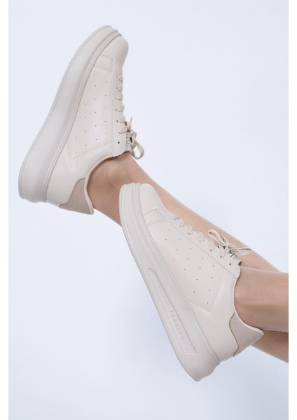 Bej Rahat Kalıp Bağcıklı Sneaker BOT0008