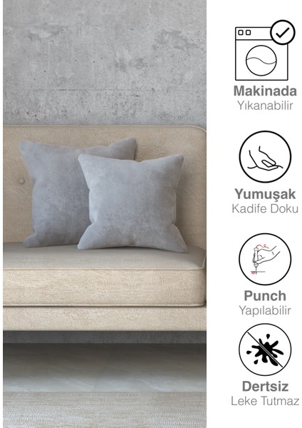 Kadife Dokulu Metalik Gümüş Kırlent Kılıfı Dream Serisi Punch Için Uygun Gizli FERMUAR40 x 40 cm fırsatları