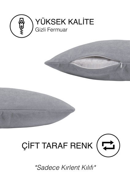 Kadife Dokulu Metalik Gümüş Kırlent Kılıfı Dream Serisi Punch Için Uygun Gizli FERMUAR45 x 45 cm indirimleri