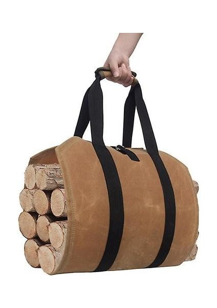 Saplı Yakacak Odun Taşıyıcı Mumlu Kanvas Kütük Taşıyıcı (Yurt Dışından)