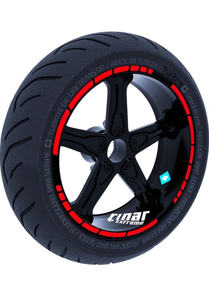 Reflektif Kırmızı Moto Gp Stili Jant Şeridi Sticker Çınar Extreme