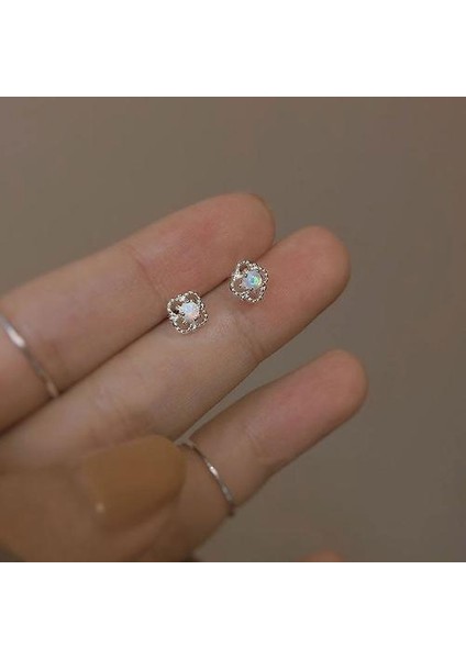 S925 Gümüş Fransız Hollow Dantel Opal Küpe (Yurt Dışından) modelleri