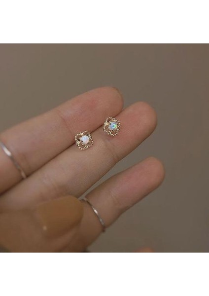 S925 Gümüş Fransız Hollow Dantel Opal Küpe (Yurt Dışından) fırsatları