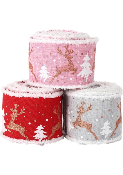 Noel Kurdelesi, 3 6.5cm Kablolu Paketleme Şeridi (Yurt Dışından)