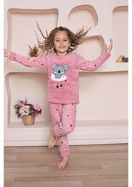 Yeni Sezon Sonbahar/kış Kız Çocuk Koala Desenli Polar Pijama Takımı 4937