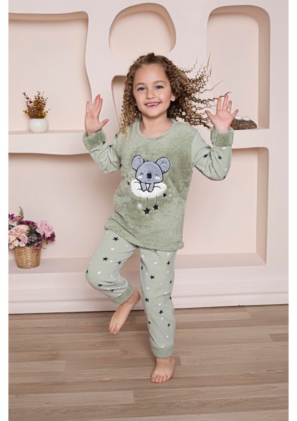 Mutlu City Yeni Sezon Sonbahar/kış Kız Çocuk Koala Desenli Polar Pijama Takımı 4937