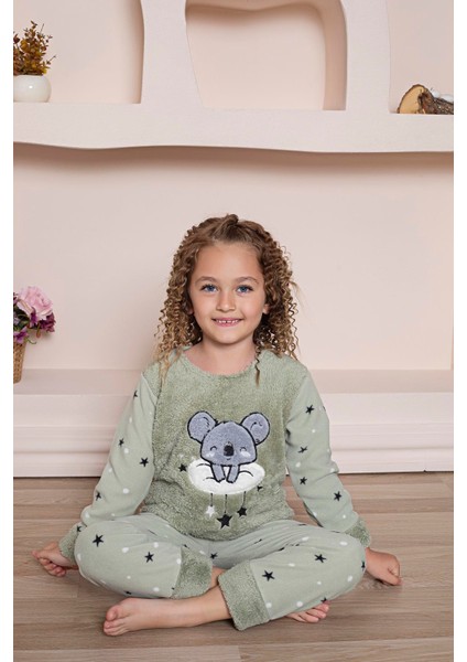 Mutlu City Yeni Sezon Sonbahar/kış Kız Çocuk Koala Desenli Polar Pijama Takımı 4937