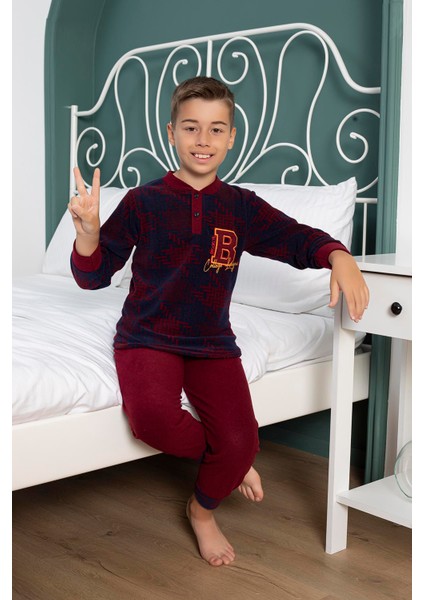Yeni Sezon Sonbahar/kış Erkek Çocuk B Desenli Polar Pijama Takımı 4502