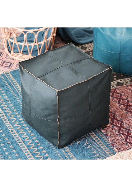 Puf Hassock Depolama Osmanlığı Odası Dekor Kare Mavi (Yurt Dışından)