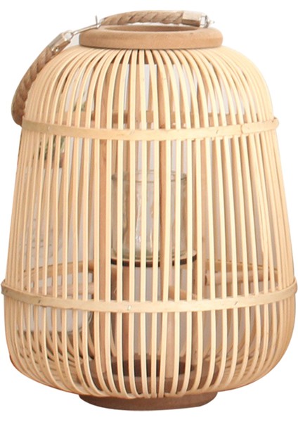 What For El Yapımı Doğal Bambu Fener Çay Işık Mumluk 30X37CM Saplı Stand (Yurt Dışından)