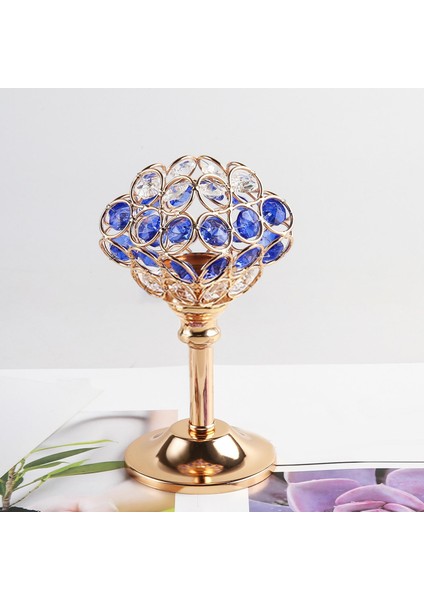 What For Ş Standı Altın Kaplama Mavi Kristal Mumluk Tealight 8CMX8CMX16CM (Yurt Dışından)