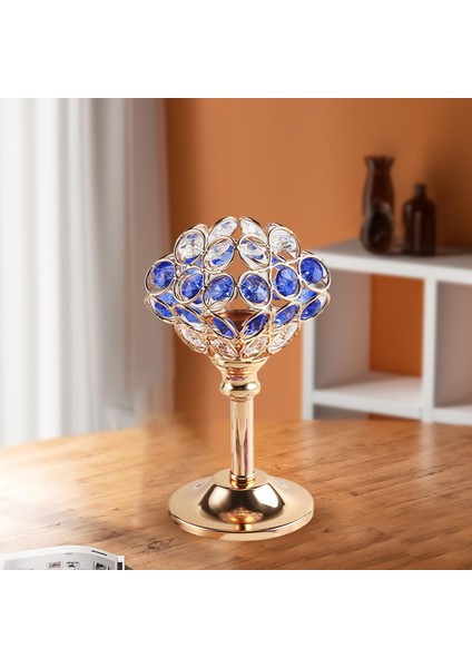 What For Ş Standı Altın Kaplama Mavi Kristal Mumluk Tealight 8CMX8CMX16CM (Yurt Dışından)