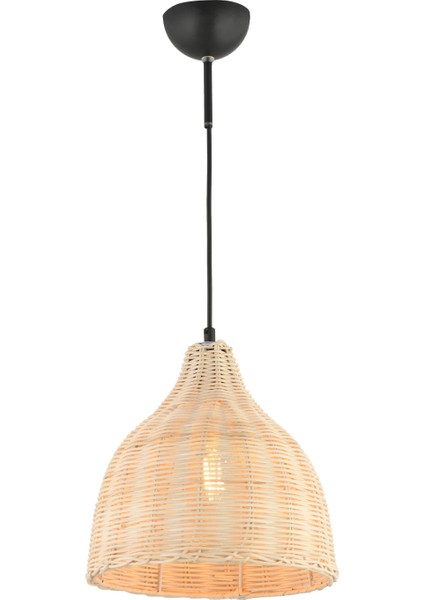 Bannan Tekli Rattan Modern Tasarım Hazeran Avize Oturma Odası Bambu Avize