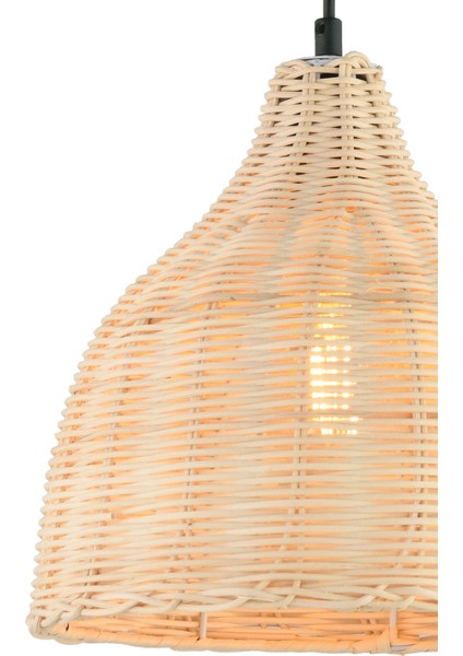 Bannan Tekli Rattan Modern Tasarım Hazeran Avize Oturma Odası Bambu Avize