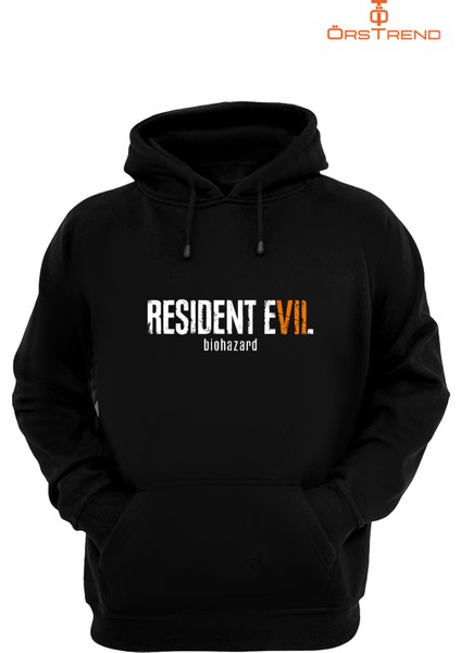 Resident Evil 7 Devil Baskılı 3 Iplik Unisex Siyah Kapüşonlu Sweatshirt fiyatları