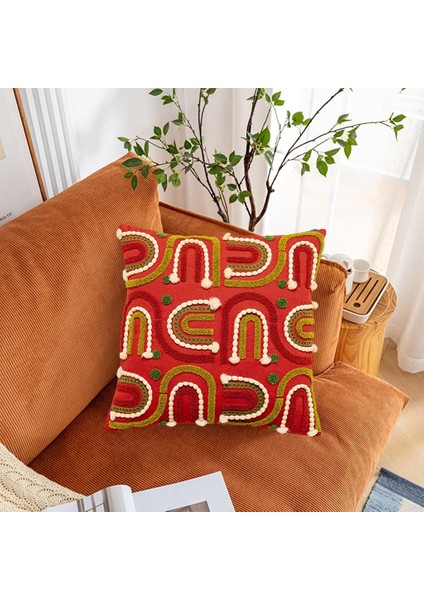 Iılıfı Çiftlik Evi Boho Kırlent Kılıfı Kırmızı (Yurt Dışından)