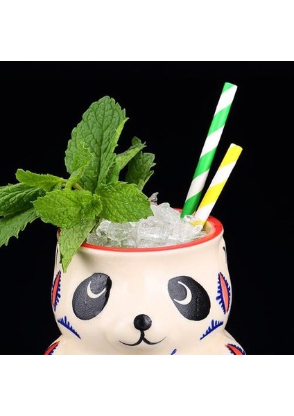 Hollywood Bebek Bar Popüler Seramik Sevimli Panda Kokteyl Cam Tiki Kupası Cafe Restoran Sorbe Kupa Şarap Bardakları | Diğer Cam (Yurt Dışından) fırsatları