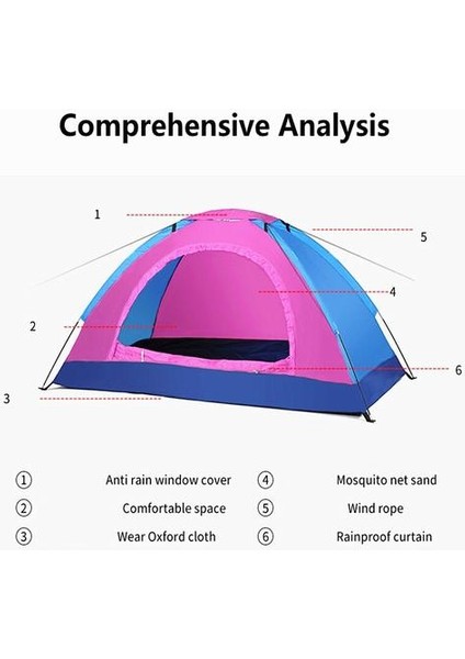 200X120X110 cm Çadır Açık Kamp Taşınabilir Su Geçirmez Yürüyüş Çadır Anti Uv 2 Kişi Güneş Gölge Ultralight Çadır (Koyu Yeşil) (Yurt Dışından)