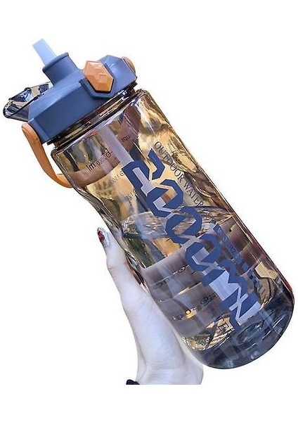 1500 ml Büyük Kapasiteli Taşınabilir Taşınabilir Saman Sızdırmaz Spor Su Şişesi (Siyah) (Yurt Dışından)