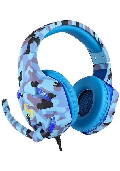 3.5mm Kamuflaj Oyun Kulaklık Mic Ile, Pc Laptop Ps4, Copoz (Mavi) Için LED Kulaklıklar (Yurt Dışından)