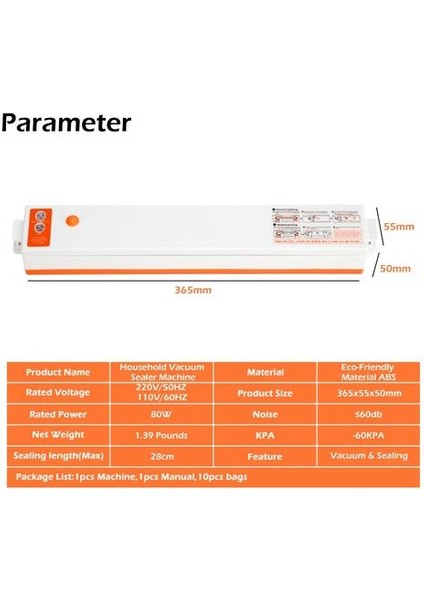 Vakum Mühürleyen Paketleme Makinesi Ev Gıda Filmi Mühürleyen Vakum Paketleyici Tutmak Gıda Taze 220 V / 110 V Ücretsiz Hediye 10 Adet Saklama Torbaları | Vakum Gıda Mühürleyenler (Yurt Dışından)