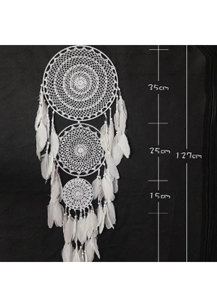 Ekstra Büyük 3 Daireler ile Beyaz Tüy Makrome Düğün Ev Dekorasyonu Için Asılı 127 cm Uzunluğunda | Rüzgar Çanları ve Amp;asılı Süslemeler (Yurt Dışından)