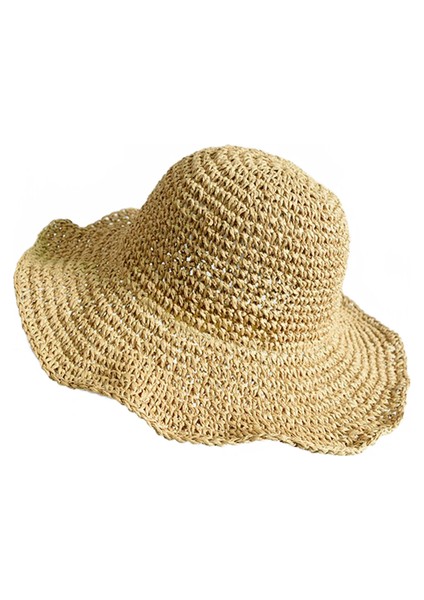 Moda Katlanabilir Hasır Şapka Kadın Yaz Geniş Brim Plaj Güneş Kap Kova Şapkalar Nefes Güneş Koruma Visor Bayanlar Sunhat | Kadın Güneş Şapkaları (Yurt Dışından)