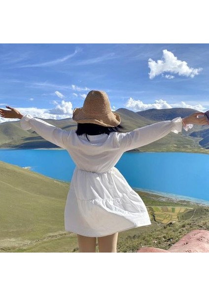 Moda Katlanabilir Hasır Şapka Kadın Yaz Geniş Brim Plaj Güneş Kap Kova Şapkalar Nefes Güneş Koruma Visor Bayanlar Sunhat | Kadın Güneş Şapkaları (Yurt Dışından)