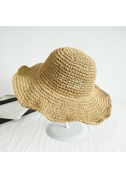 Moda Katlanabilir Hasır Şapka Kadın Yaz Geniş Brim Plaj Güneş Kap Kova Şapkalar Nefes Güneş Koruma Visor Bayanlar Sunhat | Kadın Güneş Şapkaları (Yurt Dışından)