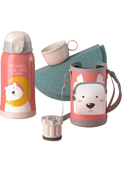 550ML Termos Kupası, Saman Portatif Taşınabilir Taşınabilir Eğimli Çapraz Termos Kupası ile Çocuk Karikatürü Için Uygun Paslanmaz Çelik (Yurt Dışından)