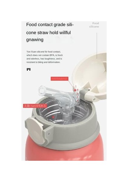 550ML Termos Kupası, Saman Portatif Taşınabilir Taşınabilir Eğimli Çapraz Termos Kupası ile Çocuk Karikatürü Için Uygun Paslanmaz Çelik (Yurt Dışından) fiyatları