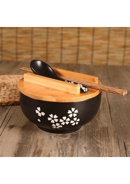 Japon Kase Anında Erişte Sofra Yemek Odası Sofra Salatası Seramik Kase Tahta Kaşık Bround Ahşap Çubuk | Kaseler (Yurt Dışından) fiyatları